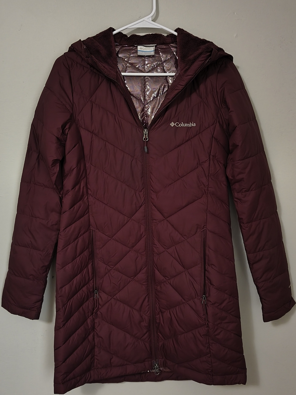 Columbia Women's Hooded Quilted Long Puffer Jacket - Deep Wine